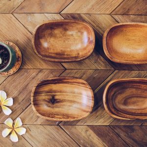 Acacia Wood Set of 7 | Oval design | Mother bowl with 4 servers and utensils | Handmade bowls | Salad Bowl Set | Pasta Bowl | Serving Bowls