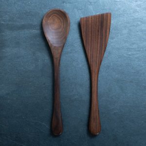 Handmade Kitchen Utensil Set - 12” Wooden Spoon and Spatula - Made in the USA with Cherry, Maple, and Walnut - Amish Wood Spoons