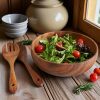 Acacia Wood Salad Bowl Set with Serving Spoons, 3 Piece Rustic Tableware