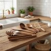 Handmade Wood Kitchen Utensil Set: 7-Piece Eco-Friendly Cooking Tools