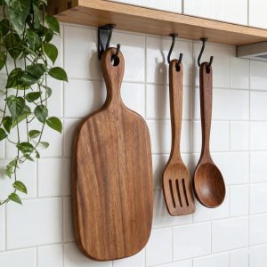 Handmade Black Walnut Cutting Board with Handle for Steak Charcuterie and Cheese Serving