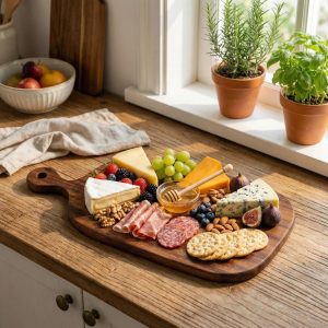 Handmade Black Walnut Cutting Board with Handle for Steak Charcuterie and Cheese Serving