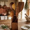 Handmade Walnut Wood Kitchen Utensil Set with Holder