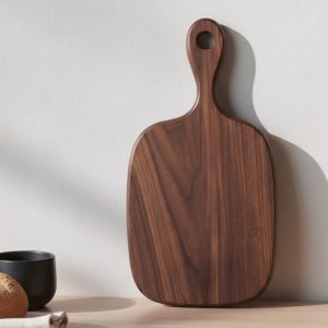 Solid Walnut Wood Cutting Board – Handcrafted Serving Board with Handle, Smooth Hand-Finished Grain, Chopping Board or Serving Tray