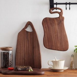 Walnut Charcuterie Board, Wooden Serving Board with Handle, Charcuterie Board Gift Set, Rustic Serving Board, Home Gifts