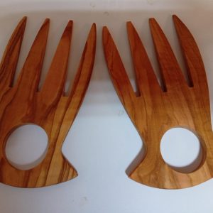 Acacia Wood Salad Bowl Set, Olive Wood Servers, Magnetic Shakers, 7-Piece Rustic Kitchen