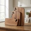 Acacia Wood Cutting Board Set of 3, Rustic Wooden Chopping Boards with Handle, Kitchen Serving Board Bundle, Charcuterie Bread Board Set