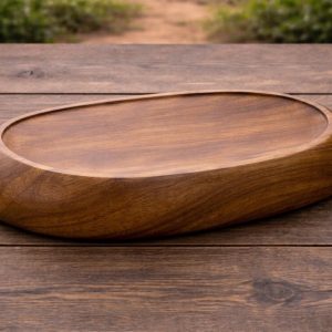 Handcrafted Walnut Wood Bowl For Kitchen Decor and Table Serving