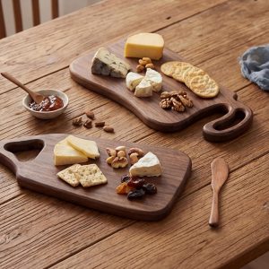 Walnut Charcuterie Board, Wooden Serving Board with Handle, Charcuterie Board Gift Set, Rustic Serving Board, Home Gifts