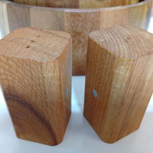 Acacia Wood Salad Bowl Set, Olive Wood Servers, Magnetic Shakers, 7-Piece Rustic Kitchen